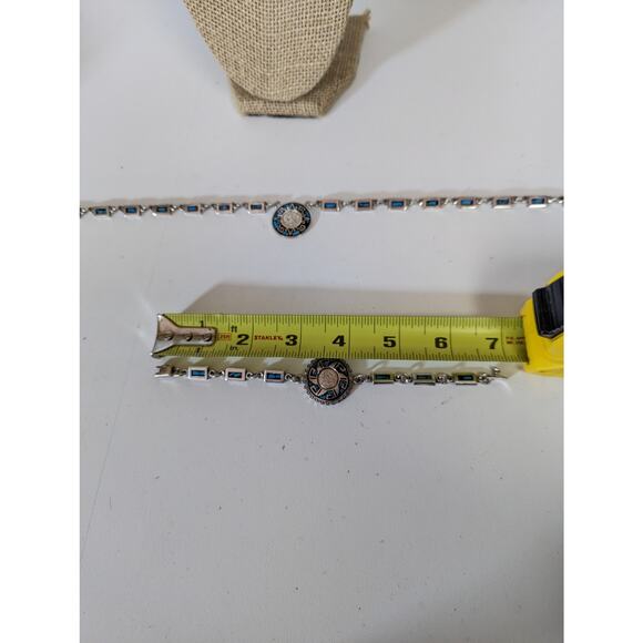 Vintage Taxco Mexico 925 Sterling Silver Necklace & Bracelet Set Sundial Design - Picture 13 of 16